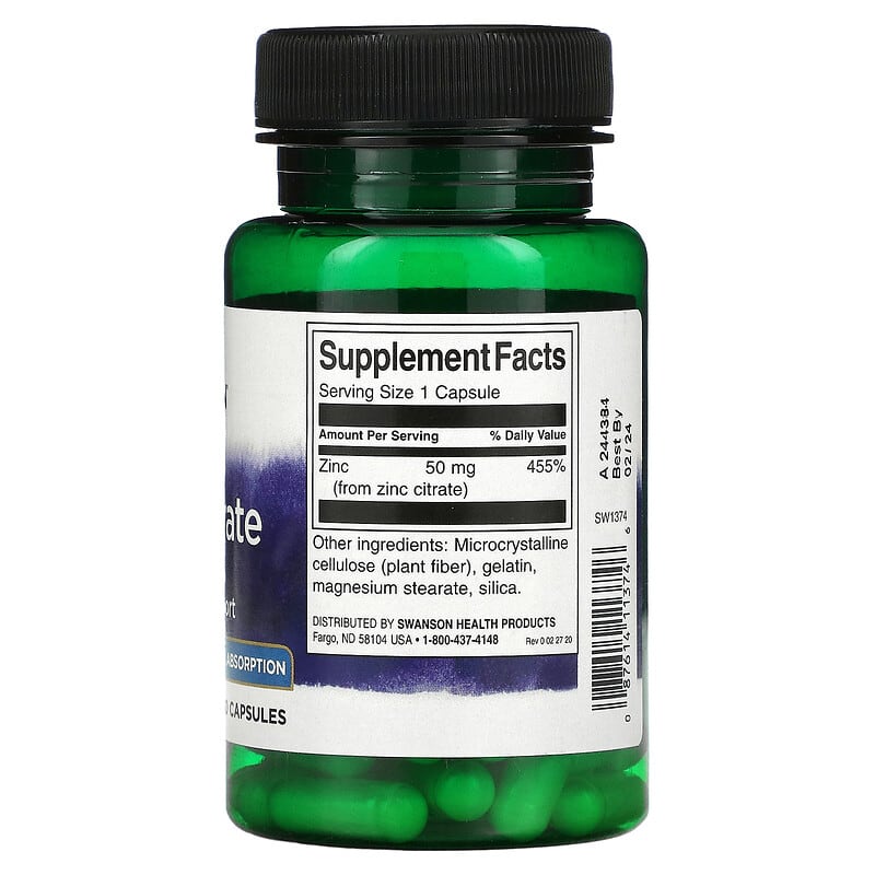 Swanson Zinc Citrate 50 mg 60 Capsules 2 Thành phần vi chất của Swanson Zinc Citrate 50 mg 60 Capsules 087614113746
