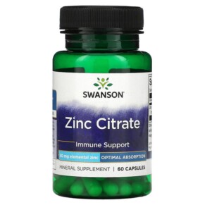 Thực phẩm chức năng Swanson Zinc Citrate 50 mg 60 Capsules 087614113746