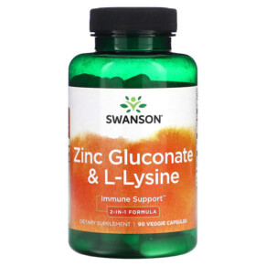 Thực phẩm chức năng Swanson Zinc Gluconate & L-Lysine 90 Veggie Capsules 087614118635