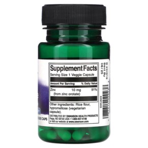 Thành phần vi chất của Swanson Zinc Orotate 60 Veggie Caps 087614029238