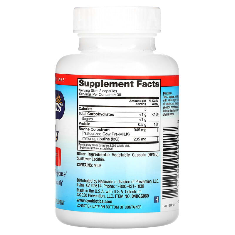 Symbiotics Colostrum Plus 60 Veg Capsules 2 Thành phần vi chất của Symbiotics Colostrum Plus 60 Veg Capsules 647303040113