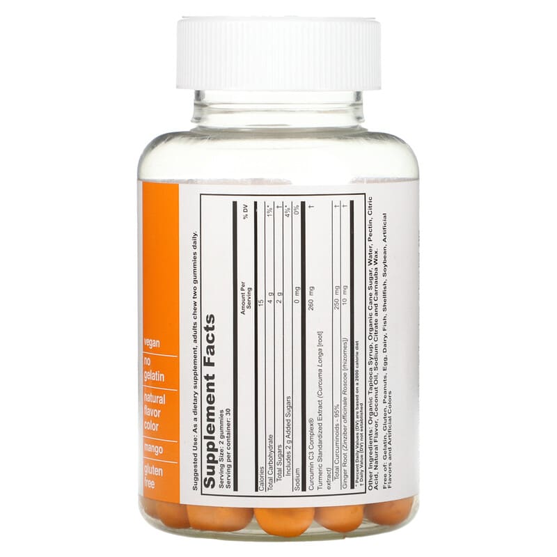 T-RQ Adult Gummy Turmeric + Ginger Mango 60 Gummies 2 Thành phần vi chất của T-RQ Adult Gummy Turmeric + Ginger Mango 60 Gummies 835776001391