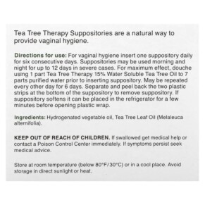 Thành phần vi chất của Tea Tree Therapy Suppositories with Tea Tree Oil for Vaginal Hygiene 6 Suppositories 637792606068