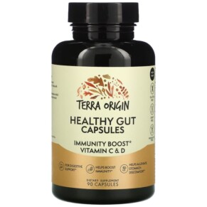Thực phẩm chức năng Terra Origin Healthy Gut Capsules with Immunity Boost Vitamin C & D 90 Capsules 857668007465