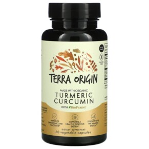 Thực phẩm chức năng Terra Origin Turmeric Curcumin With BioPerine 60 Vegetable Capsules 857668007922
