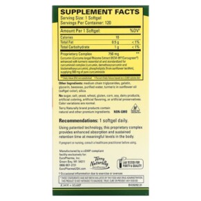 Thành phần vi chất của Terry Naturally CuraMed 750 mg 120 Softgels 367703202927