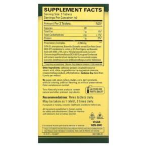 Thành phần vi chất của Terry Naturally Curamin Pain Relief Extra Strength 120 Tablets 367703112028