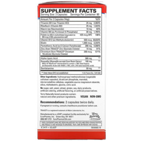 Thành phần vi chất của Terry Naturally Healthy Feet & Nerves 120 Capsules 367703342029