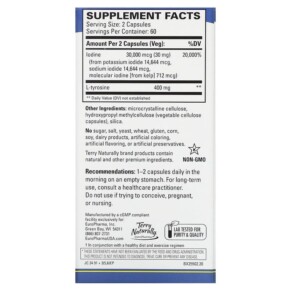 Thành phần vi chất của Terry Naturally Thyroid Care 120 Capsules 367703255022
