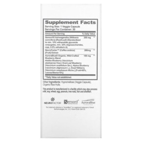 Thành phần vi chất của The Genius Brand Genius Mindfullness 30 Veggie Capsules 850098008323