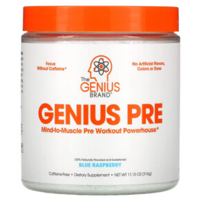 Thực phẩm chức năng The Genius Brand Genius Pre Pre-Workout Powerhouse Blue Raspberry 11.15 oz (316 g) 810037680706