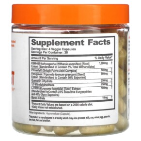 Thành phần vi chất của The Genius Brand Genius Test Advanced Testosterone Optimizing Complex 120 Veggie Capsules 868054000335