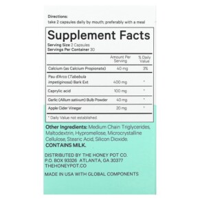 Thành phần vi chất của The Honey Pot Company Yeast Balance 60 Capsules 850021589288