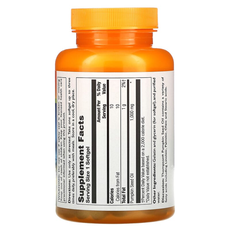 Thompson Pumpkin Seed Oil 1000 mg 60 Softgels 2 Thành phần vi chất của Thompson Pumpkin Seed Oil 1000 mg 60 Softgels 031315193231