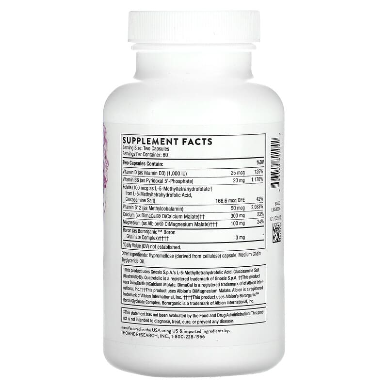 Thorne Advanced Bone Support 120 Capsules 2 Thành phần vi chất của Thorne Advanced Bone Support 120 Capsules 693749822042