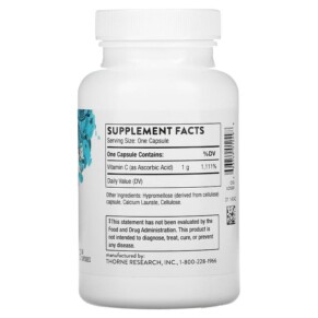 Thành phần vi chất của Thorne Ascorbic Acid Vitamin C 60 Capsules 693749012498