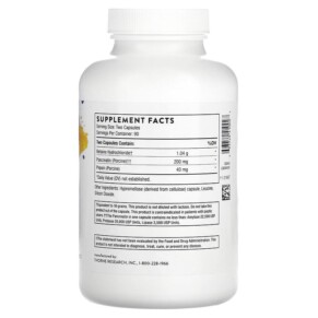 Thành phần vi chất của Thorne B.P.P. (Betaine/Pepsin/Pancreatin) Digestive Enzymes 180 Capsules 693749410027