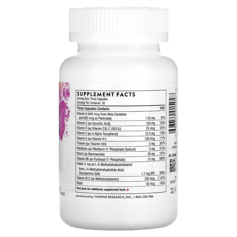 Thorne Basic Prenatal 90 Capsules 2 Thành phần vi chất của Thorne Basic Prenatal 90 Capsules 693749015048