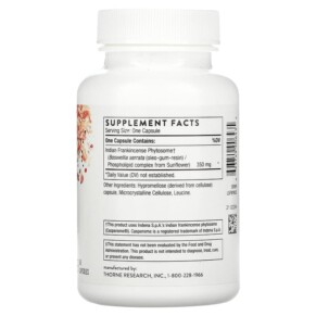 Thành phần vi chất của Thorne Boswellia Phytosome 60 Capsules 693749006435