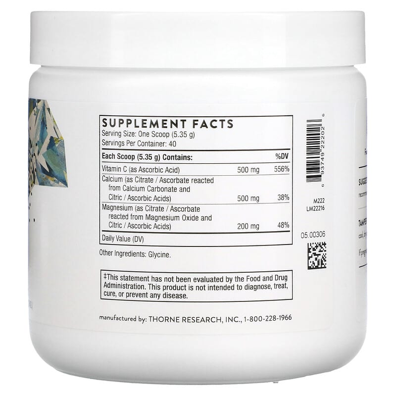 Thorne Cal-Mag Citrate Effervescent Powder 7.5 oz (214 g) 2 Thành phần vi chất của Thorne Cal-Mag Citrate Effervescent Powder 7.5 oz (214 g) 693749222026