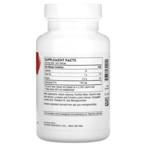 Thành phần vi chất của Thorne CoQ10 100 mg 60 Gelcaps 693749624011