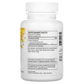 Thành phần vi chất của Thorne Curcumin Phytosome 1000 mg 60 Capsules 693749004851