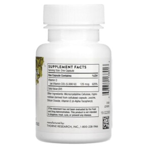 Thành phần vi chất của Thorne D-5.000 60 Capsules 693749138013