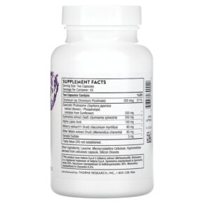 Thành phần vi chất của Thorne Diabenil 90 Capsules 693749790020