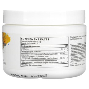 Thành phần vi chất của Thorne EnteroMend Orange Vanilla 5.9 oz (168 g) 693749006251