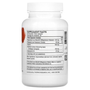 Thành phần vi chất của Thorne Heart Health Complex with CoQ10 and Hawthorn 90 Capsules 693749713029