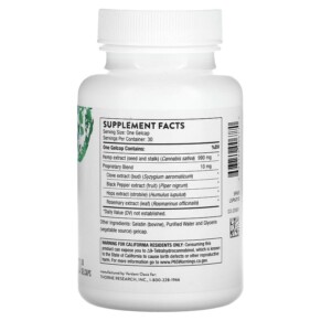 Thành phần vi chất của Thorne Hemp Oil + 30 Gelcaps 693749006770