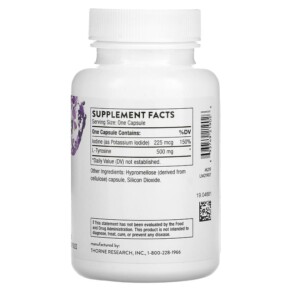 Thành phần vi chất của Thorne Iodine & Tyrosine 60 Capsules 693749219026
