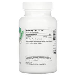 Thành phần vi chất của Thorne L-Tyrosine 90 Capsules 693749514039