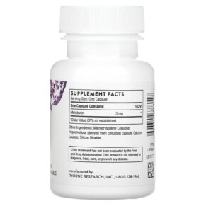 Thành phần vi chất của Thorne Melaton-3 60 Capsules 693749788027