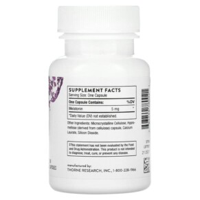 Thành phần vi chất của Thorne Melaton-5 60 Capsules 693749780021