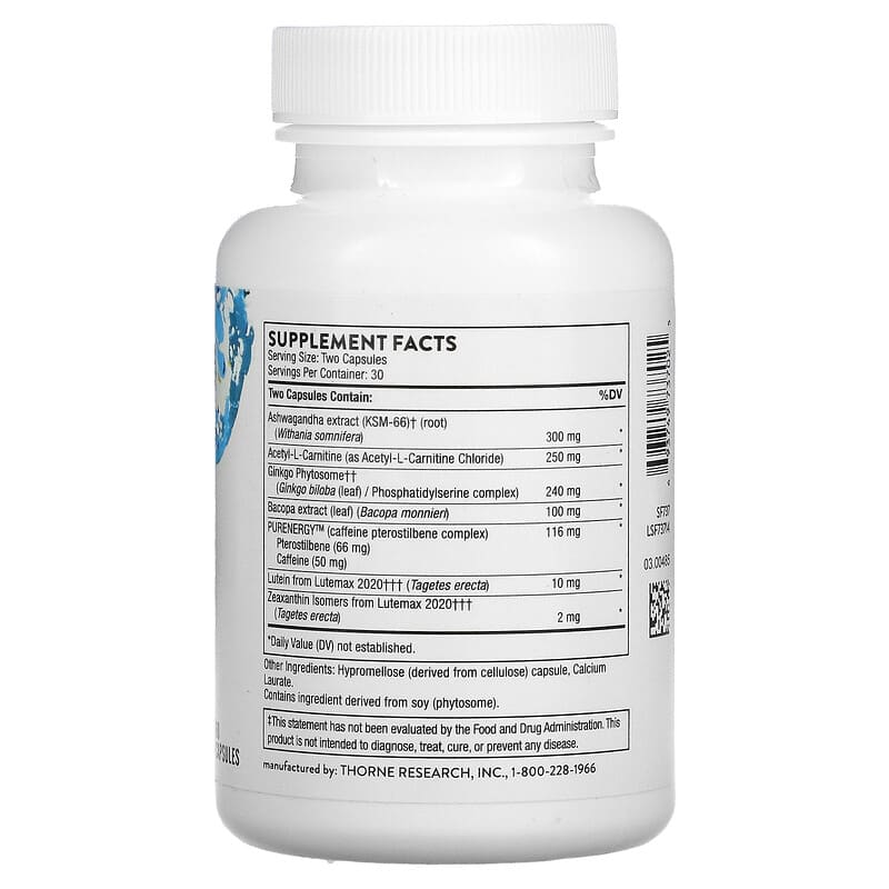 Thorne Memoractiv 60 Capsules 2 Thành phần vi chất của Thorne Memoractiv 60 Capsules 693749737025