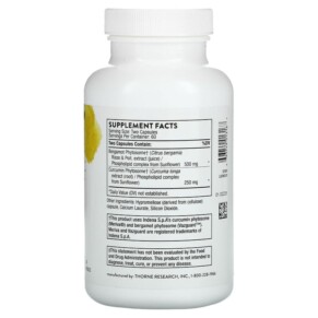 Thành phần vi chất của Thorne Metabolic Health with Bergamot and Turmeric 120 Capsules 693749013167