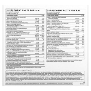 Thành phần vi chất của Thorne Multi-Vitamin Elite A.M. & P.M. 2 Bottles 90 Capsules Each 693749007081