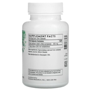 Thành phần vi chất của Thorne Olive Leaf Extract 60 Capsules 693749763031