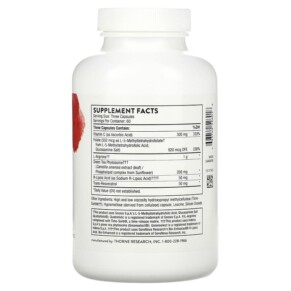 Thành phần vi chất của Thorne Perfusia Plus Arginine Plus Cofactors 180 Capsules 693749526018