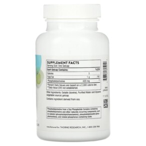 Thành phần vi chất của Thorne Phosphatidyl Choline 60 Gelcaps 693749605010