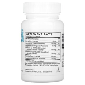 Thành phần vi chất của Thorne Pic-Mins 90 Capsules 693749243021