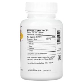 Thành phần vi chất của Thorne Plantizyme 90 Capsules 693749403029