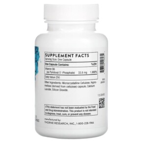 Thành phần vi chất của Thorne Pyridoxal 5'-Phosphate 180 Capsules 693749126034