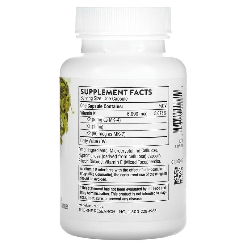 Thorne Vitamin K 60 Capsules 2 Thành phần vi chất của Thorne Vitamin K 60 Capsules 693749006619