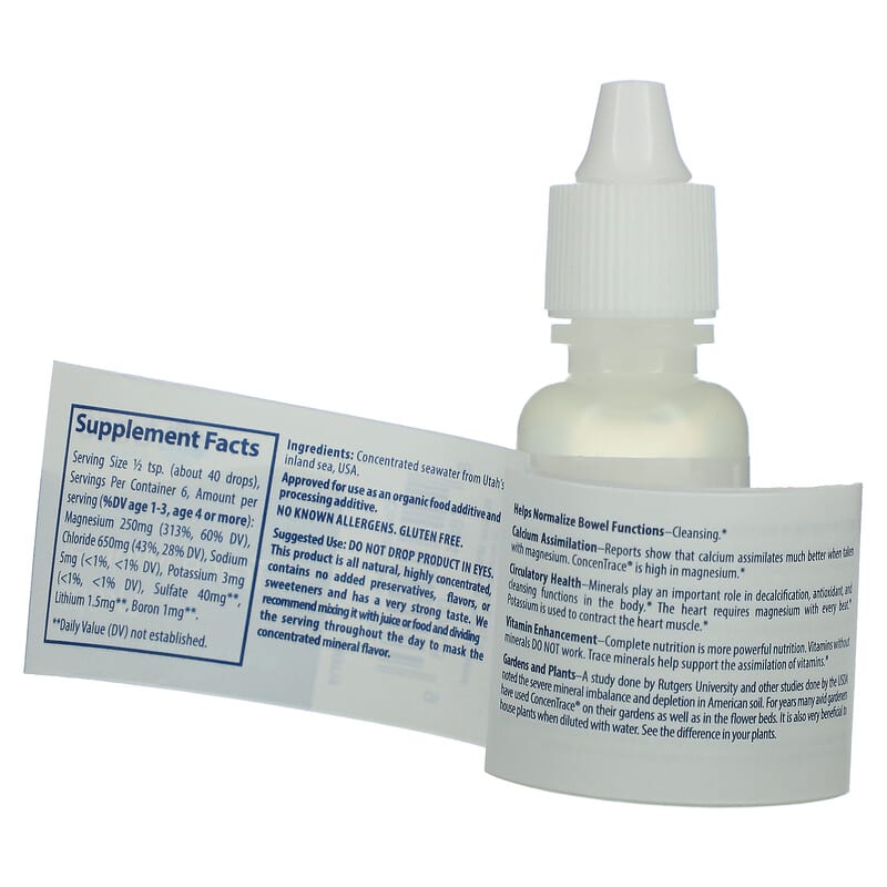 Trace Minerals ® ConcenTrace Trace Mineral Drops 0.5 fl oz (15 ml) 2 Thành phần vi chất của Trace Minerals ® ConcenTrace Trace Mineral Drops 0.5 fl oz (15 ml) 878941000089
