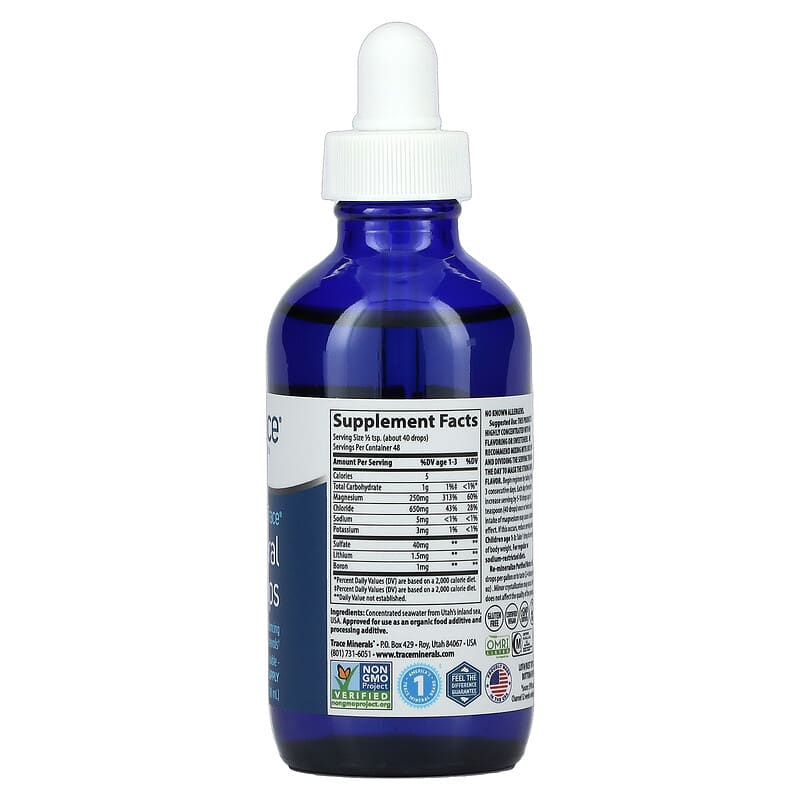 Trace Minerals ® ConcenTrace Trace Mineral Drops 4 fl oz (118 ml) 2 Thành phần vi chất của Trace Minerals ® ConcenTrace Trace Mineral Drops 4 fl oz (118 ml) 878941002113