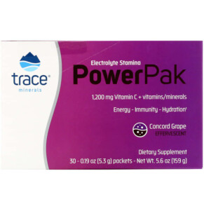 Thành phần vi chất của Trace Minerals ® Electrolyte Stamina PowerPak Concord Grape 30 Packets. 0.19 oz (5.3 g) Each 878941001130
