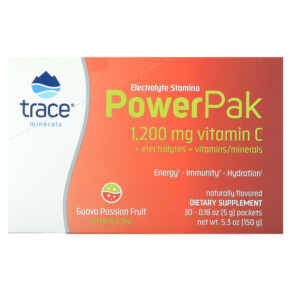 Thành phần vi chất của Trace Minerals ® Electrolyte Stamina PowerPak Guava Passion Fruit 30 Packets 0.18 oz (5 g) Each 878941003653