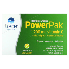 Thành phần vi chất của Trace Minerals ® Electrolyte Stamina PowerPak Lemon Lime 30 Packets 0.17 oz (4.9 g) Each 878941000522
